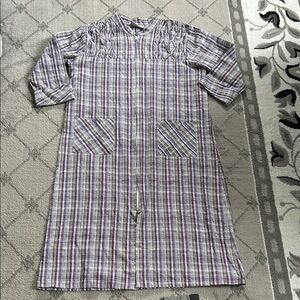 Country Store Plaid Seersucker Women's Zip Front Robe